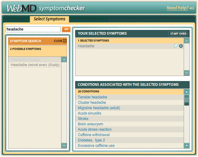 webmd symptom checker