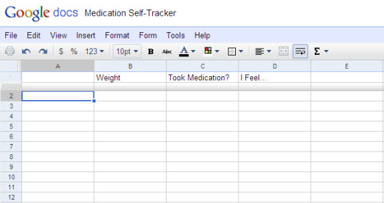 medication tracking spreadsheet