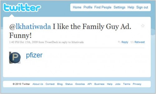 Pfizer squatter on Twitter