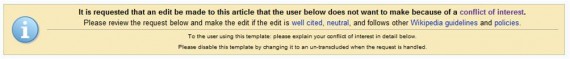 wikipedia conflict of interest tag